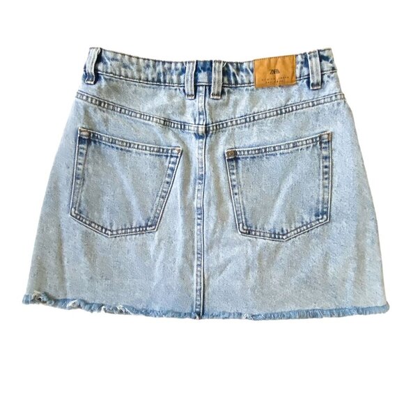 Zara Front Button Washed Denim Mini Skirt, Size S - Picture 3 of 15